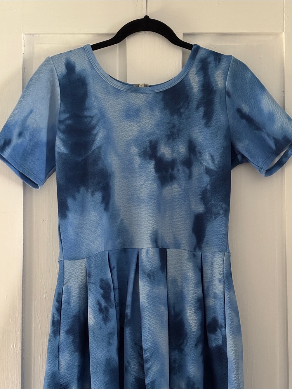 Blue Tie-Dye Fit & Flare Dress